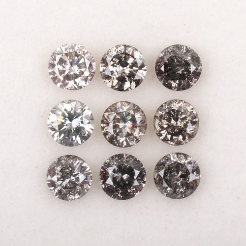 0.65 CT, 2.6 MM (Diameter), Salt And Pepper Round Brilliant Cut shops Diamond, Handmade Jewelry Making Diamond,Minimalist Diamond [9 PCS] | OM4682