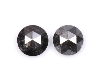 0.58 CT, 4.0 MM | Salt And Pepper Diamond | Round Rose Cut Diamond Pair | Natural Loose Diamond For Earring Pair Or Earring Studs | OM7421