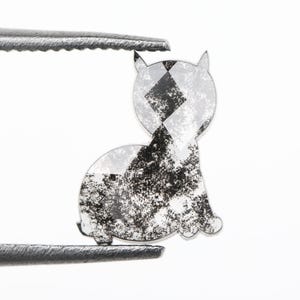 0.84 CT, 8.1 X 6.1 MM | Salt And Pepper Diamond Cat Shape Diamond Lab Grown Diamond Unique Cut Diamond For Pendant & Engagement Ring OM8218