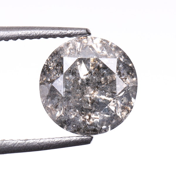 1,06 ct, 6,2 mm / Diamante sal y pimienta / Diamante redondo de talla brillante / Diamante natural suelto extraído de la tierra para anillo de compromiso / OMB00018