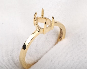 Semi Mount Ring Setting Customize Ring 4-Prong Solitaire Ring Pear Diamond Ring Setting Personalized Engraving Ring Setting 14k Gold Ring