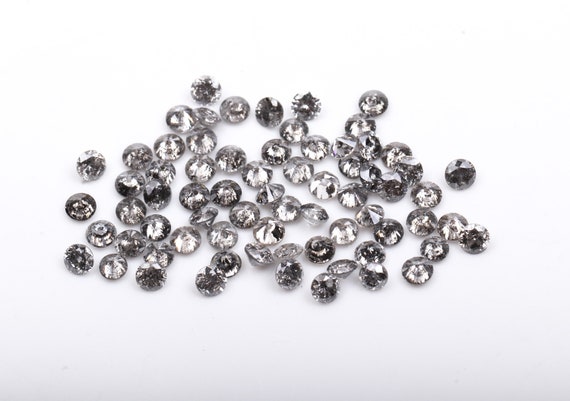Paire De Diamants Naturels Bruts - Style Sel Et Poivre Gris - Taille Rose - I3 - Parfaits Pour Création Bijoux Vintage