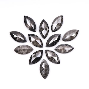 2,74 ct, 6,0 X 3,0 MM | Salz und Pfeffer Diamant im Marquiseschliff | Natürlicher loser Diamant für Verlobungsring & Ehering [12 STÜCK] | mv0013