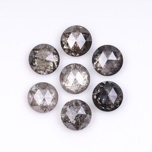 0.89 CT, 3.0 MM | Salt And Pepper Diamond | Round Rose Cut Diamond | Natural Loose Diamond For Earring Pair & Wedding Ring [7 PCS] | OM9604