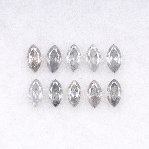 0,39 ct, 3,0 X 1,5 MM | Salz und Pfeffer Diamant im Marquiseschliff | Natürlicher loser Diamant für Verlobungsring & Ehering [10 Stück] | OM7759