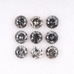 1.23 CT, 3.2 MM | Salt And Pepper Diamond | Round Brilliant Cut Diamond | Natural Loose Earth Mined Diamond For Earring [9 PCS] | OM9025