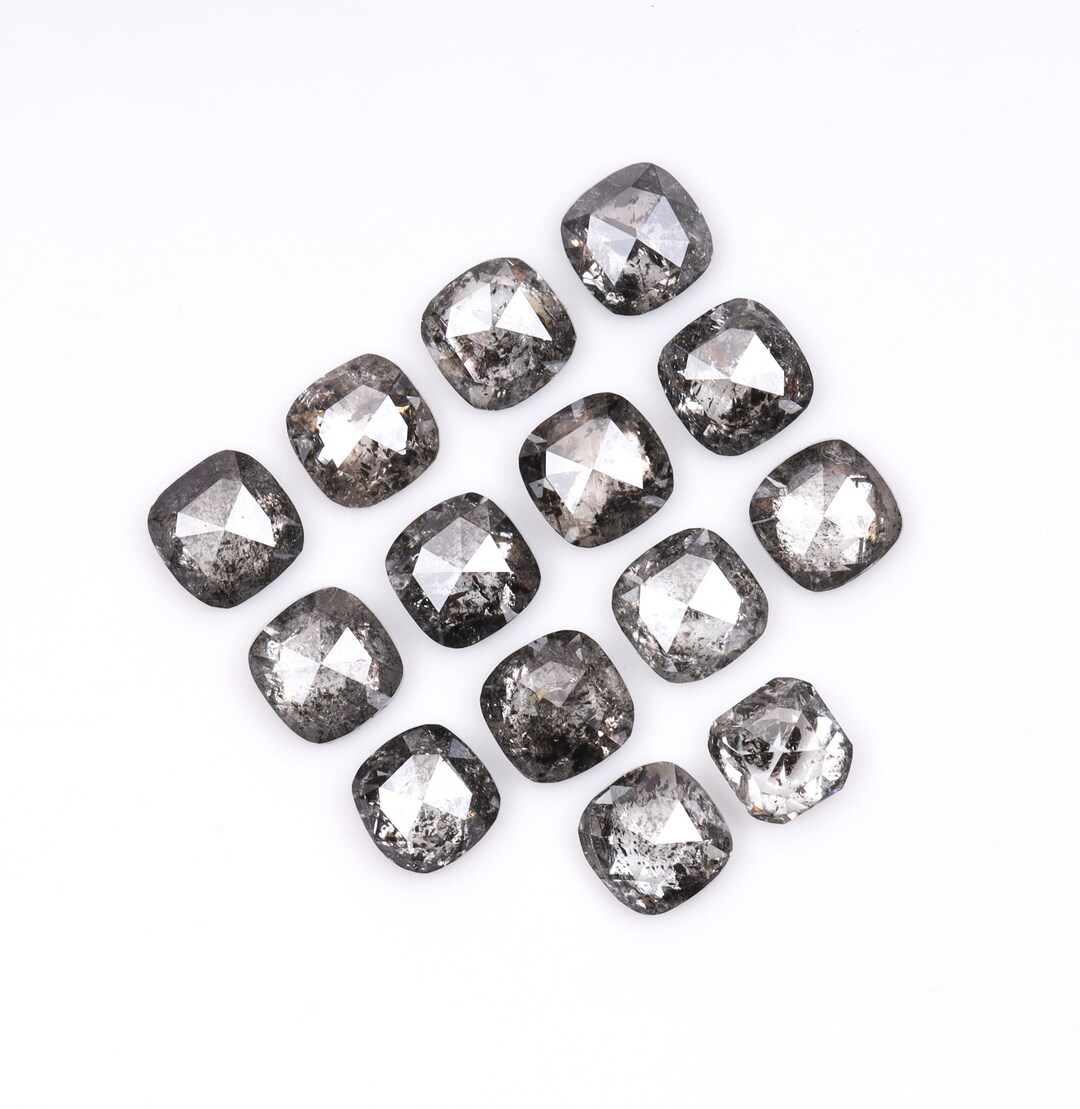 1.13 CT, 2.5 X 2.5 MM Salt and Pepper Diamond Cushion Cut Diamond