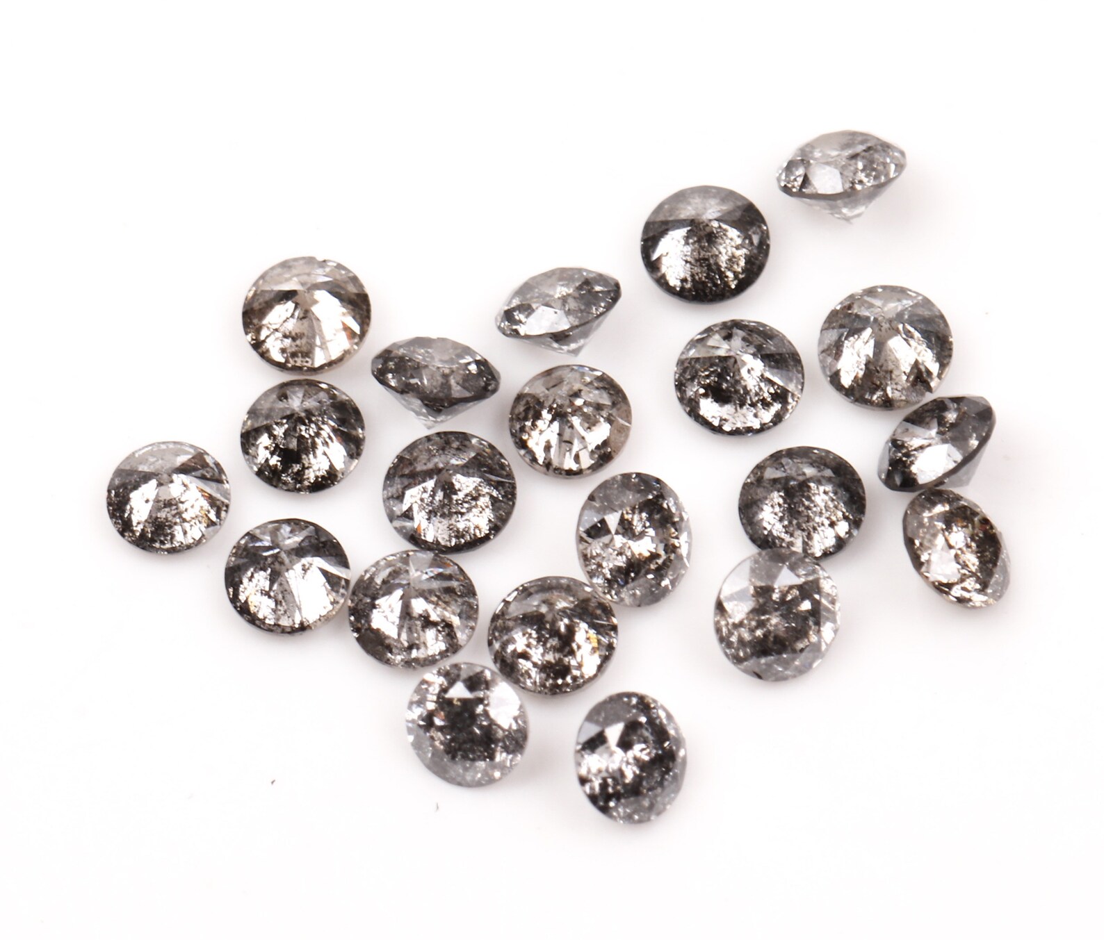 2.5 MM Salt and Pepper Diamond Round Brilliant Cut Diamond Etsy
