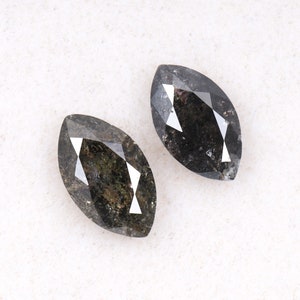 0,62 ct, 6,0 bis 6,3 MM | Salz und Pfeffer Diamant im Marquiseschliff | Natürlicher loser Diamant für Verlobungsring & Ehering [2 STÜCK] | OM7628