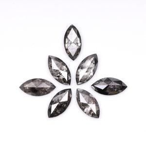 0,93 ct, 5,0 X 2,5 MM | Salz und Pfeffer Diamant im Marquiseschliff | Natürlicher loser Diamant für Verlobungsring & Ehering [7 STÜCK] | mv0022
