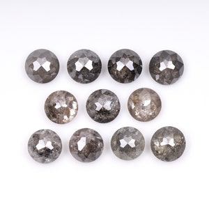 2.46 CT, 3.5 MM | Salt And Pepper Diamond | Round Rose Cut Diamond | Natural Loose Earth Mined Diamond For Earring Pairs [11 PCS] | OM9716