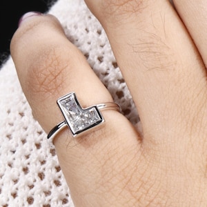 Initial Ring Letter Ring Initial Diamond Ring 14K Solid Gold Rings Stackable Ring Initial Letter Ring Gifts Alphabets Ring Lab Diamond Ring