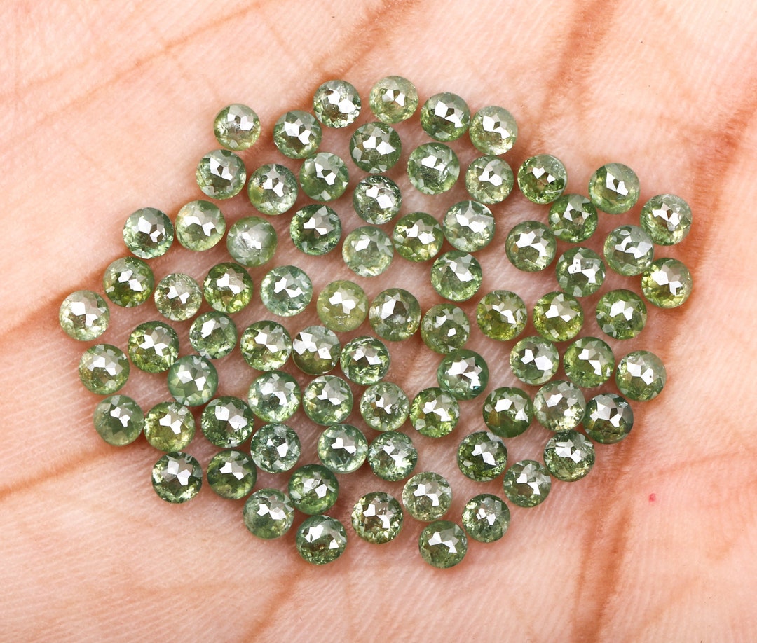 Green Roses Diamond 2.4 to 2.5 MM | Enhanced Green Color Diamond | Round Rose Cut Diamond ...