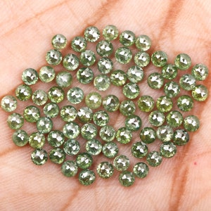 2.4 To 2.5 MM | Enhanced Green Color Diamond | Round Rose Cut Diamond | Natural Loose Diamond For Earring Pair & Wedding Ring [1 To 5 PCS]