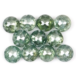 1.91 CT, 3.3 a 3.1 MM / Diamante verde natural / Diamante redondo de talla rosa / Diamante suelto natural para aretes y anillos de boda [11 PCS] / MM0204