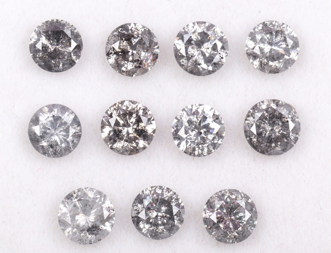 3.5 MM Salt and Pepper Diamond Round Brilliant Cut Diamond Etsy