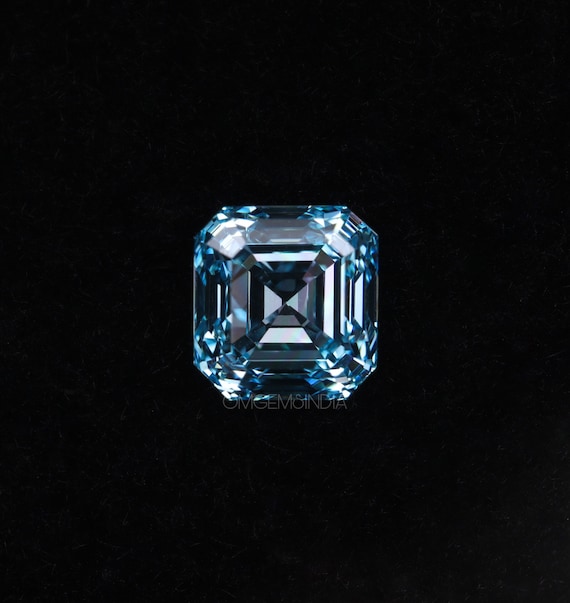 0 50 CT Diamant taille Asscher de couleur bleue Diamant cultive en laboratoire Diamant taille unique pour alliance bague de fiancailles pendentif Etsy Canada