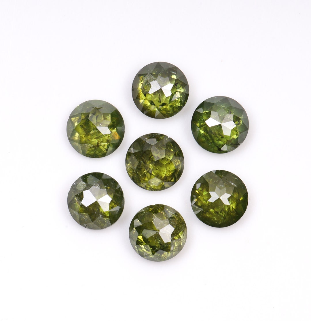 Green Roses Diamond 1.45 CT, 3.4 MM | Enhanced Green Color Diamond | Round Rose Cut Diamond ...