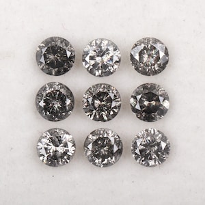 3.8 MM | Salt And Pepper Diamond | Round Brilliant Cut Diamond | Natural Loose Diamond For Earrings & Wedding Ring | [1 To 3 PCS Option]