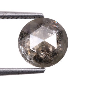 0.65 CT, 5.4 MM | Salt And Pepper Round Rose Cut Diamond | Natural Loose Earth Mined Diamond For Engagement Ring & Wedding Ring | OM6318