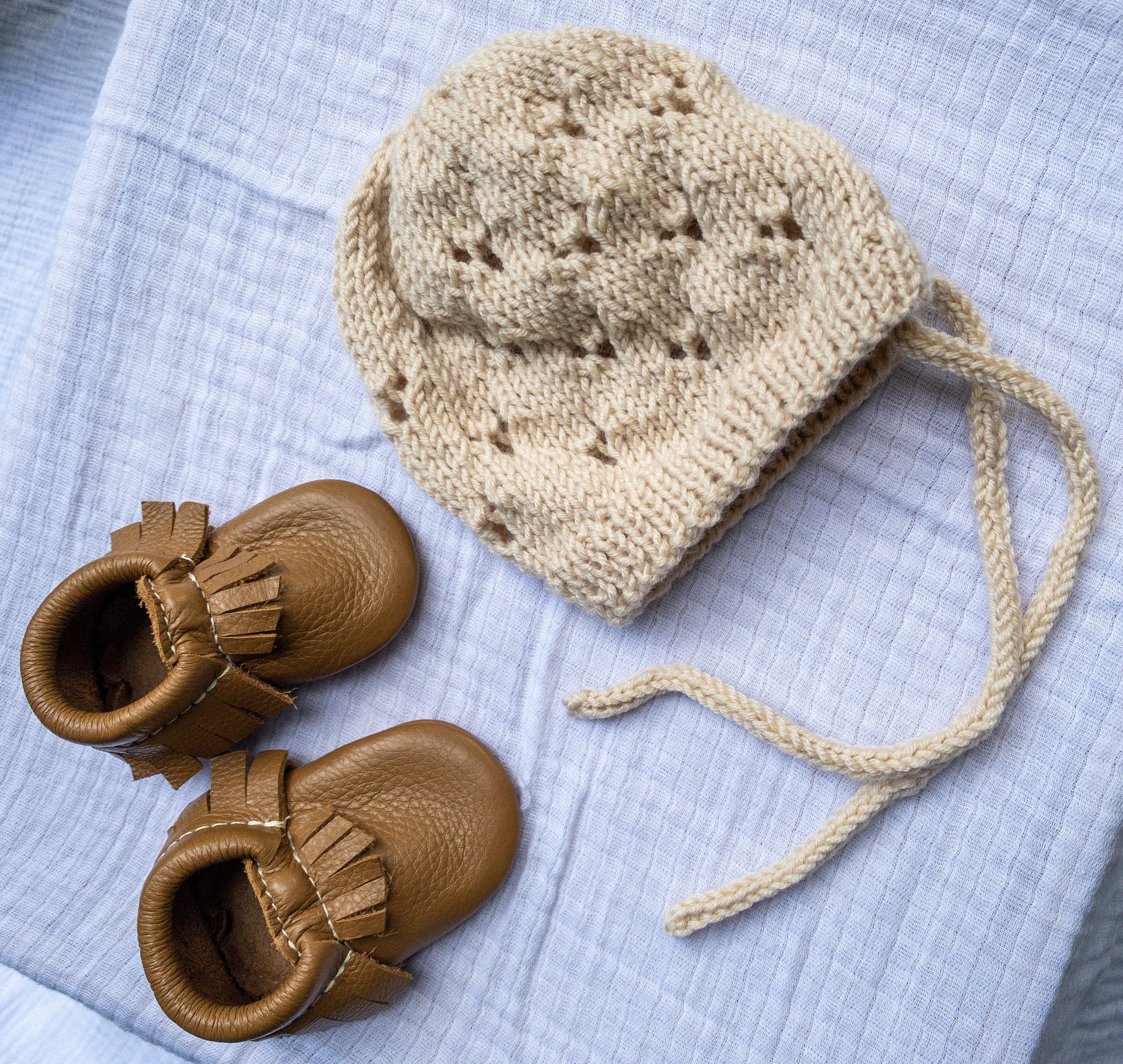 Hand Knitted Wool Blend Baby Bonnet 18-24 Months 