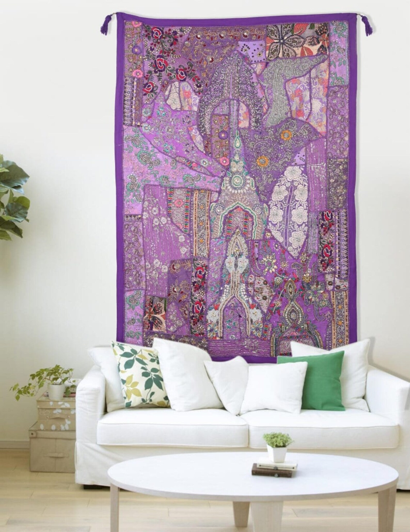 Vintage Embroidered Patchwork Tapestry Cotton Tapestry 40x60 Etsy