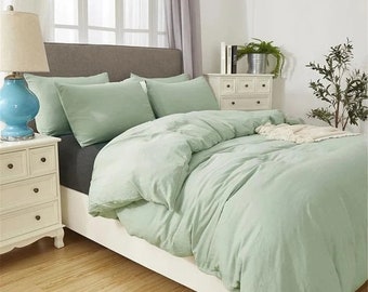 100% pur coton 3 pièces housse de couette en vert sauge Boho couette avec taie d'oreiller décor à la maison parure de lit couette complète Donna couvre-lit