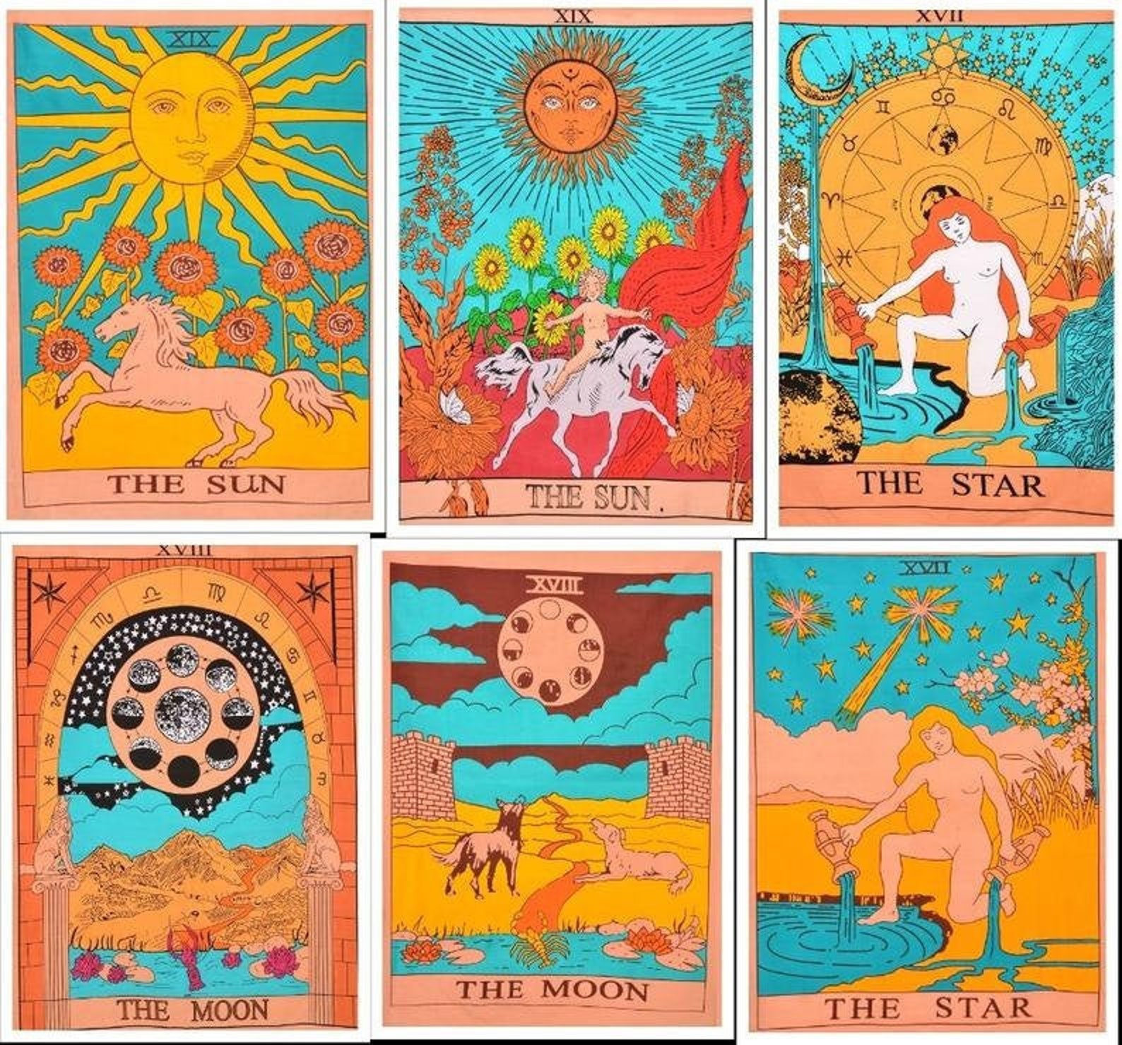 100 Cotton Tarot Flag Tapestry Wall Hanging Wall Decor Poster Etsy