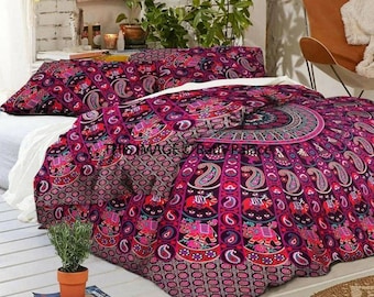 Cubierta de edredón de algodón Mandala, cubierta de cama boho india, juego de edredón de dormitorio de tamaño doble, funda de edredón de edredón, juego de cama king size