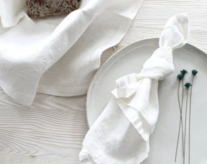 Serviette de table douce en coton blanc, décoration de mariage faite main, serviettes en tissu unies douces, 10 x 10 serviettes de table en tissu, serviettes à usage quotidien image 3