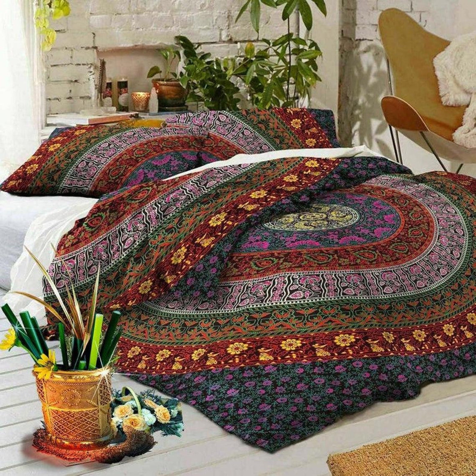 Mandala Duvet Cover Set Rajasthani Bedding Handmade Cotton Etsy