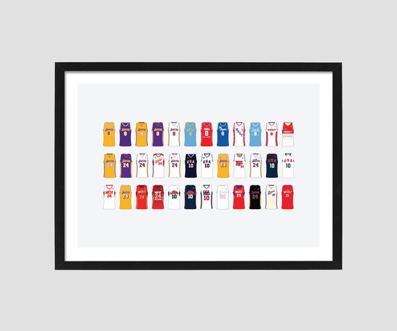 Kobe Bryant Los Angeles Lakers/Team USA Jersey Illustration | Etsy Kobe Bryant Los Angeles Lakers/Team USA Jersey Illustration | Etsy