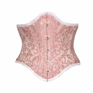 Light Pink Brocade Burlesque Underbust Corset Waist Cincher Top