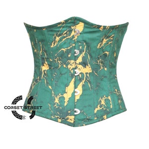 Corsetto sottoseno in cotone gotico verde smeraldo con tocco dorato