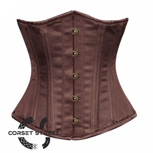 Brown Satin Gothic Costume Underbust Steel Boned Corset Concert Top