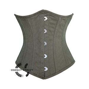 Army Green Cotton Gothic Costume Women Waist Cincher Underbust Corset