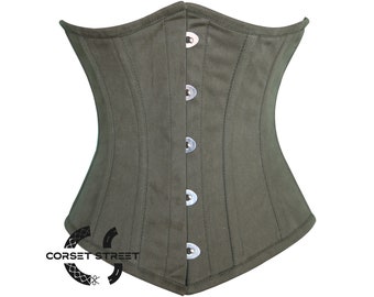 Army Green Cotton Gothic Underbust Woman Waist Corset St Patrick's Costume