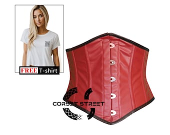 Brown Faux Leather Goth Steampunk  Waist Trainer Underbust Corset Top