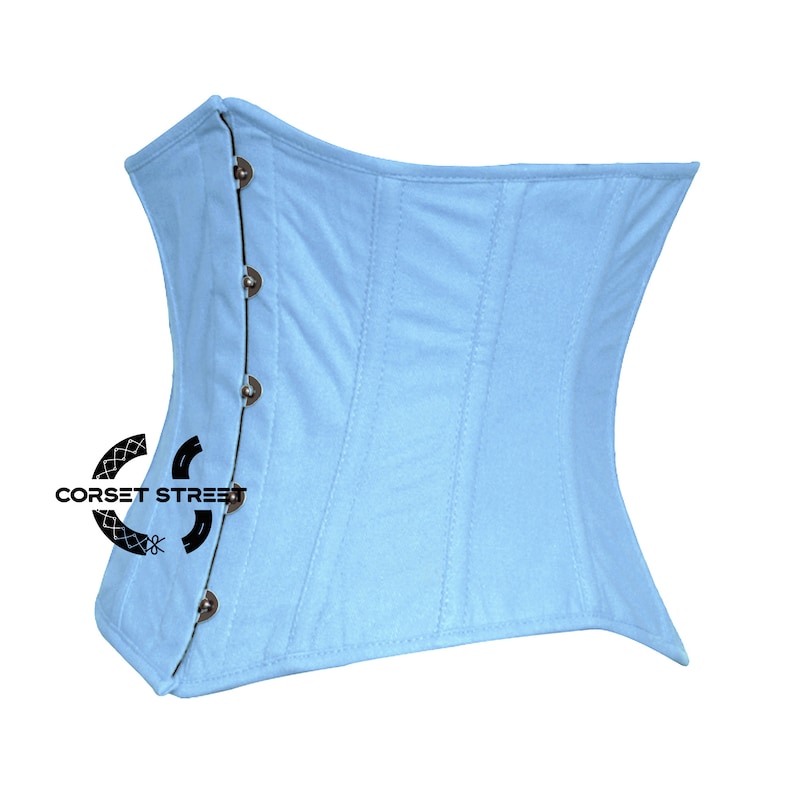 Light Blue Satin Underbust Corset Gothic Halloween Costume Waist