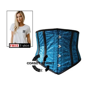 Baby Blue Sequins  Waist Cincher Underbust Top
