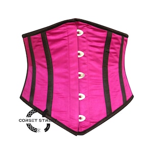 Purple And Black Satin Gothic Costume Underbust Corset Waist Trainer