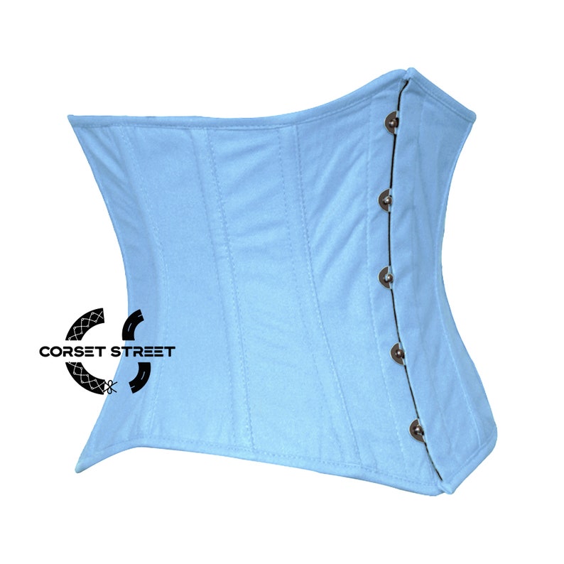 Light Blue Satin Underbust Corset Gothic Halloween Costume Waist