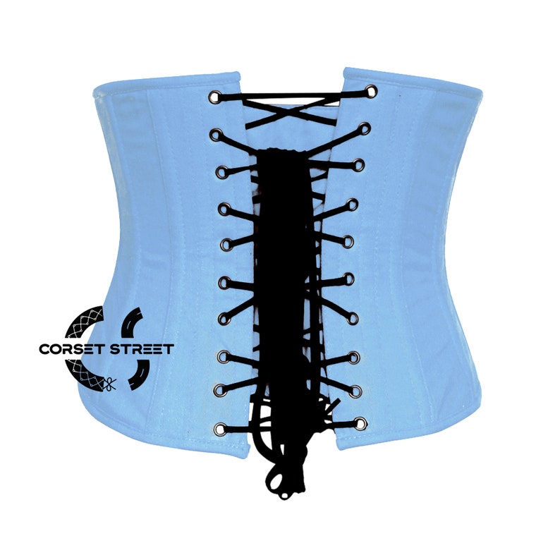 Light Blue Satin Underbust Corset Gothic Halloween Costume Waist