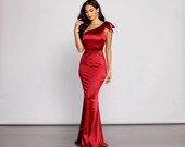 Bridesmaid Dress Gift for Wife, Girlfriend Long Satin Prom dress , Plus Size Satin Gown -Bridesmaid Dress -Bride Photography Dress