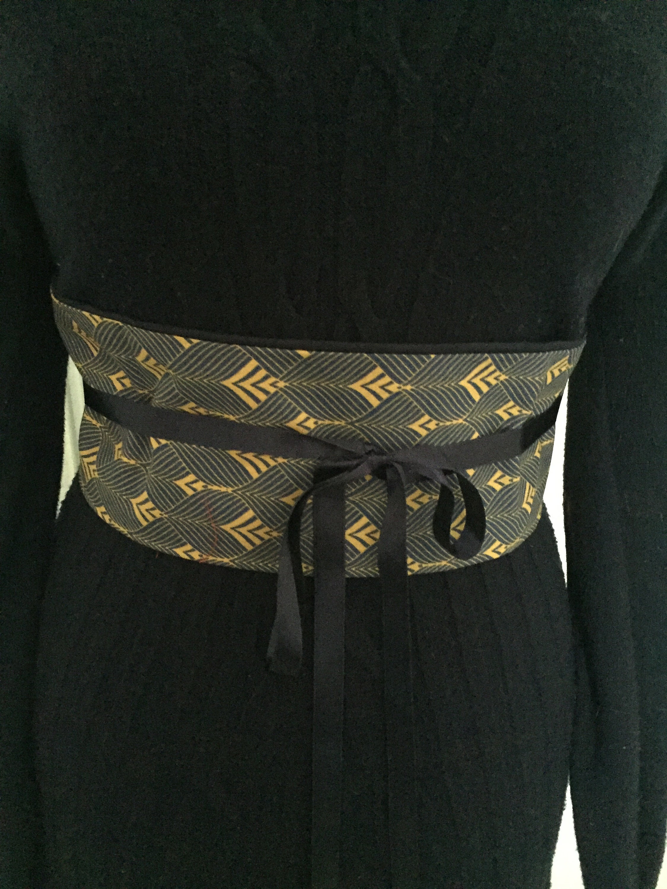Wide Waist Knot Belt, Obi Belt - Turquoise African print