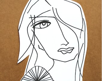 Original artwork. Collage "Women's Portrait, Brown". Handmade. Drawing/Paper/Mix. Artist: Sara Sameith. Original, no reprint.