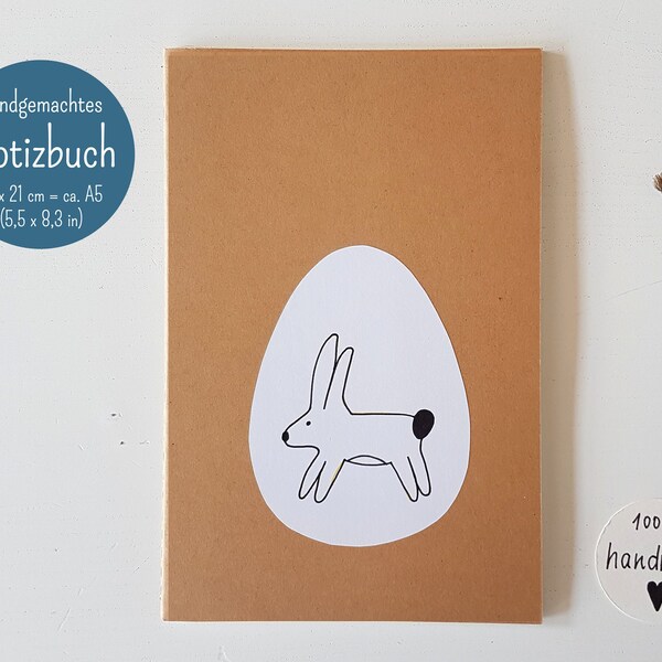 Notebook "Bunny / Easter Bunny / Hare" - Handmade, A5. Artist: Sara Sameith - feenara.