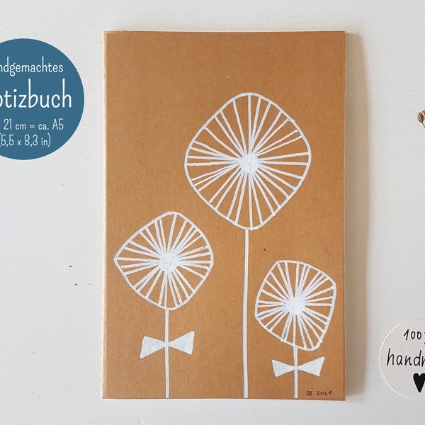 Notebook "Pusteblume / Dandelion" - handmade, A5. Artist: Sara Sameith - feenara.