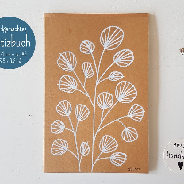 Notebook "Eucalyptus" - handmade, A5. Artist: Sara Sameith - feenara.