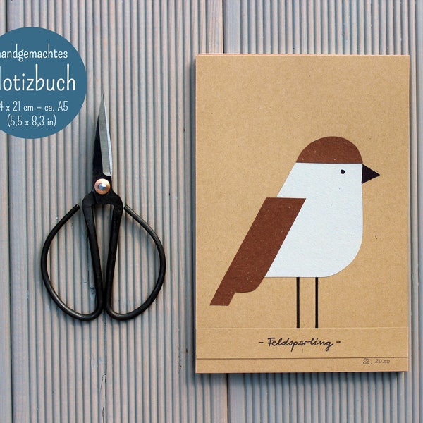 Notebook "Field Sparrow" - Handmade, A5. Artist: Sara Sameith - feenara.